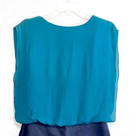 Parker Woman Green Silk & Black Leather Combo Mini Dress Size S - Picture 8 of 15